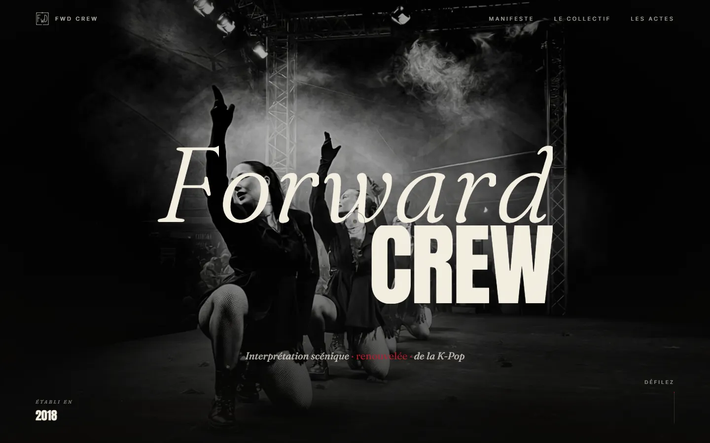 Page d’accueil du site Forward Crew