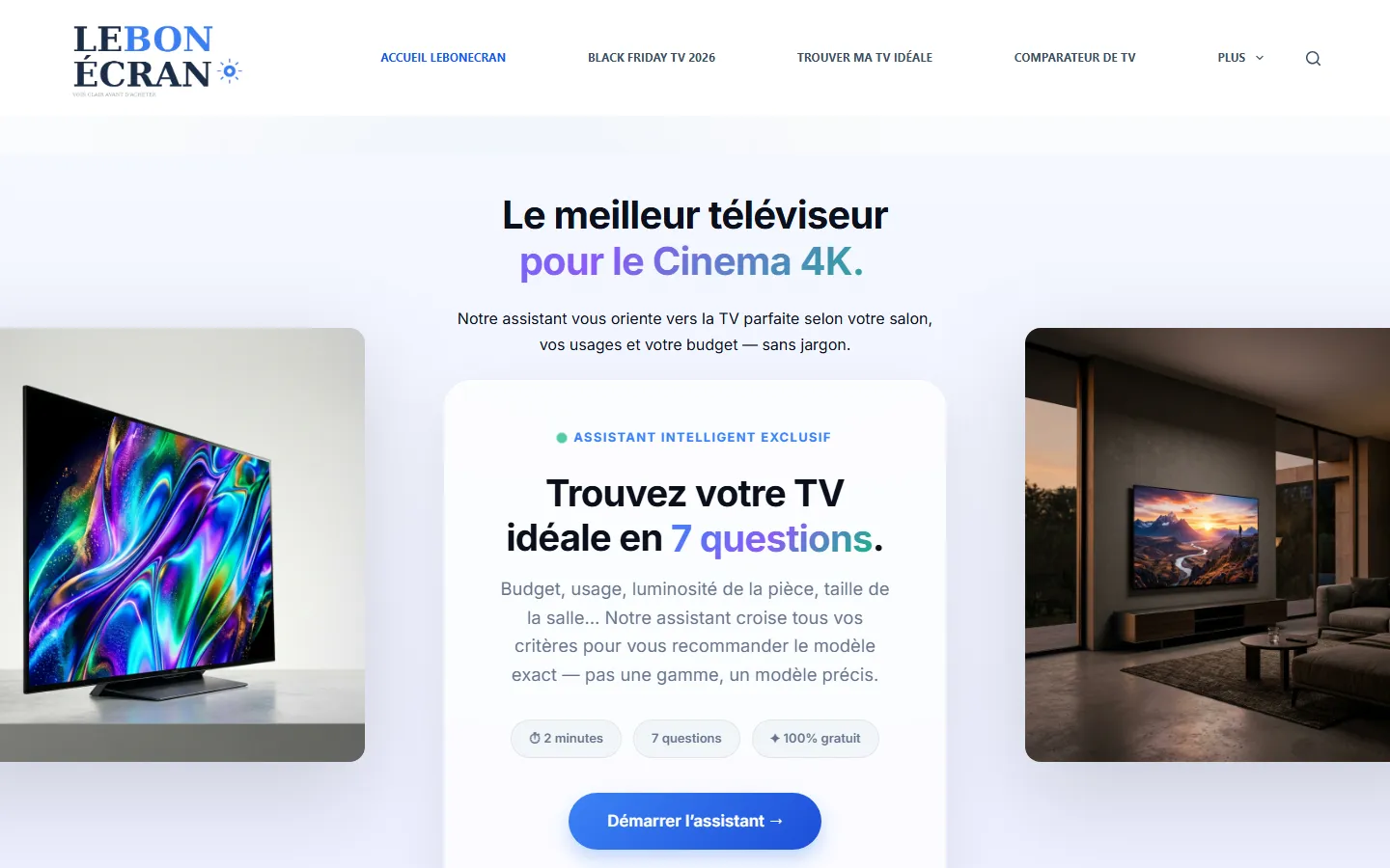 Page d’accueil du site LeBonÉcran